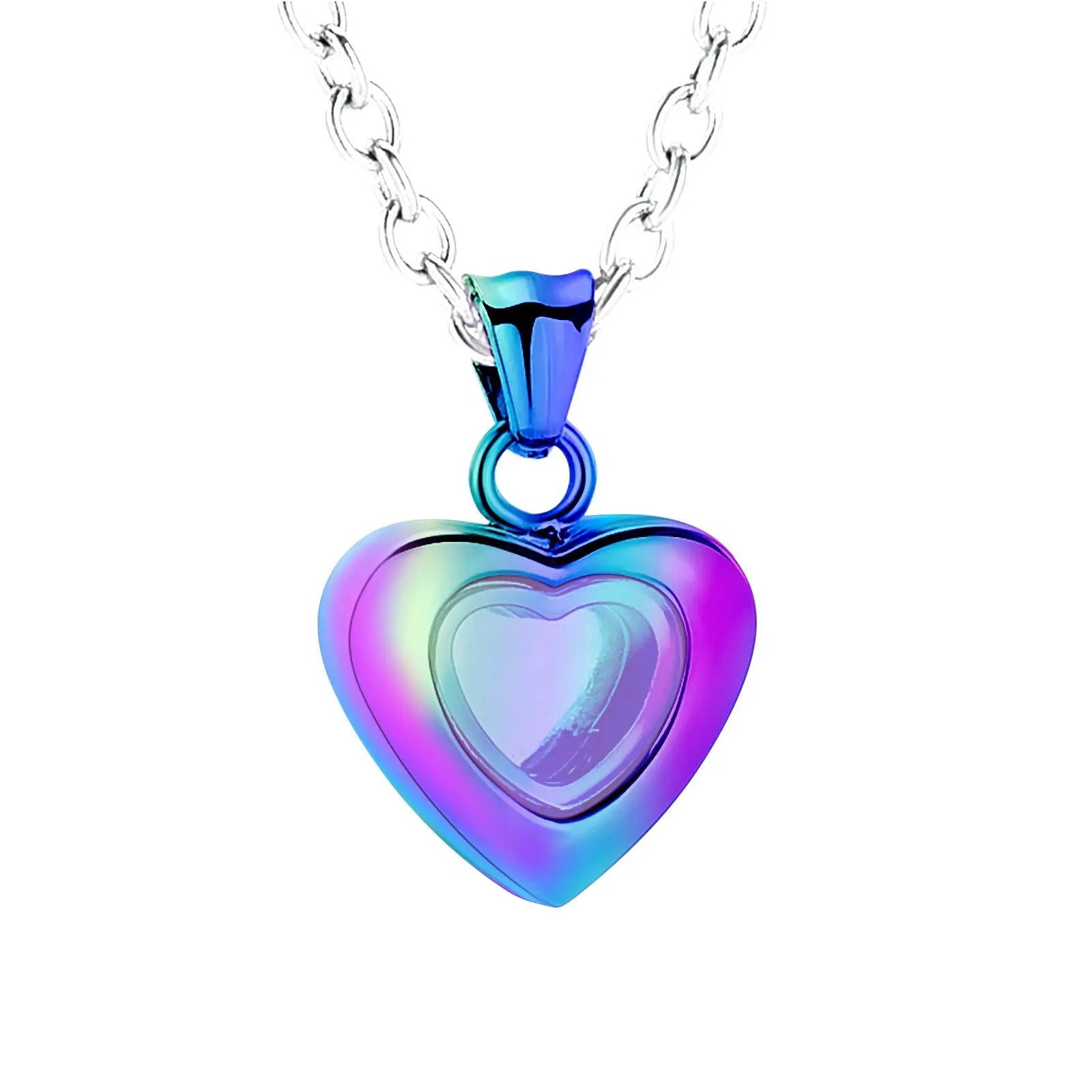 Petit Heart Glass Tornasol - Joya relicario cenizas mascotas Chile