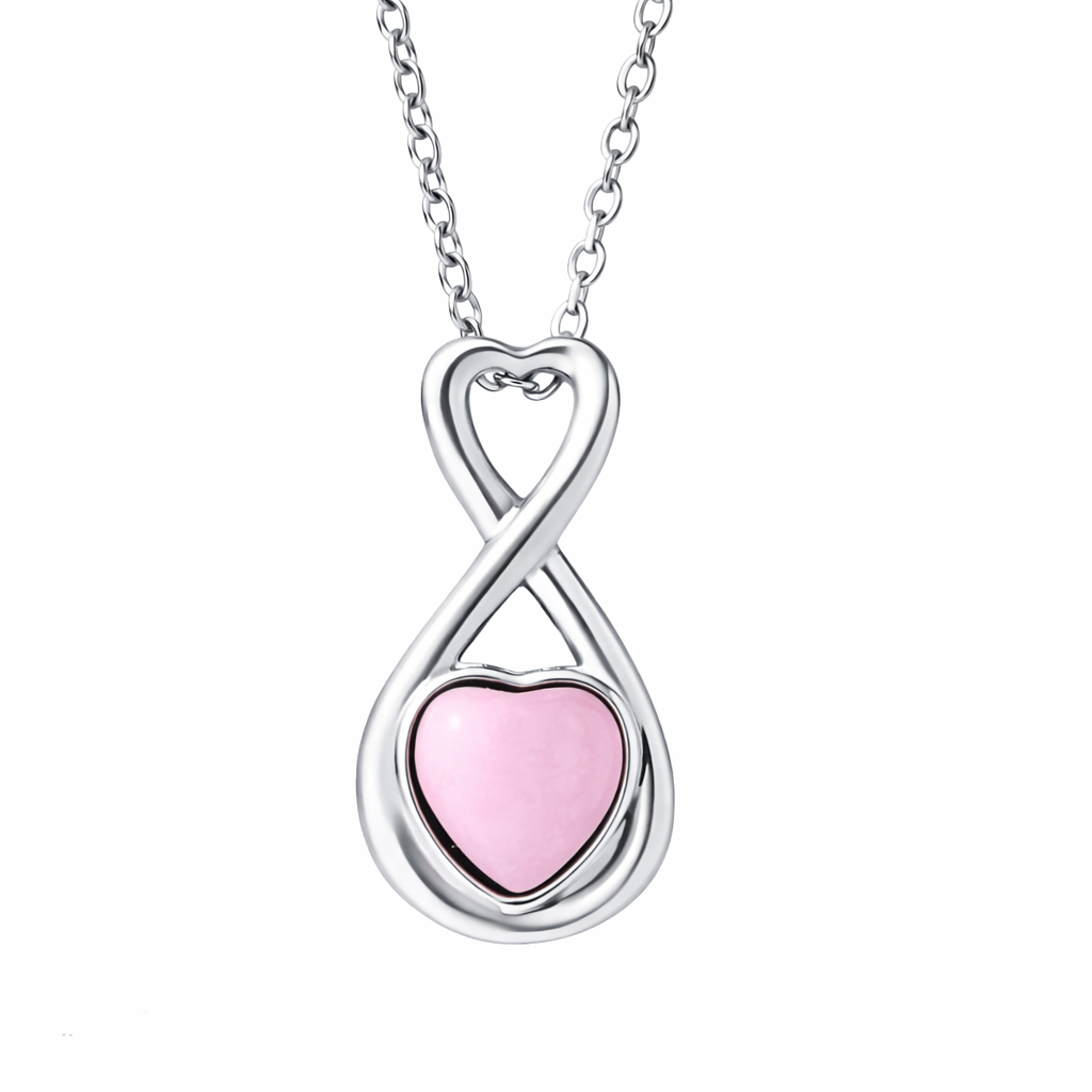 Infinite Heart Cuarzo Rosa - Joya relicario cenizas mascotas Chile