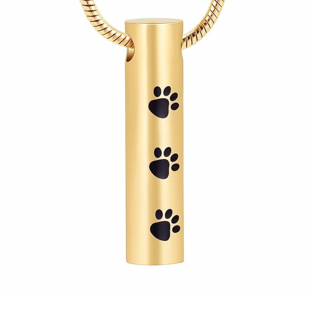 Cilindro Huellas Gold - Relicario para cenizas de mascotas