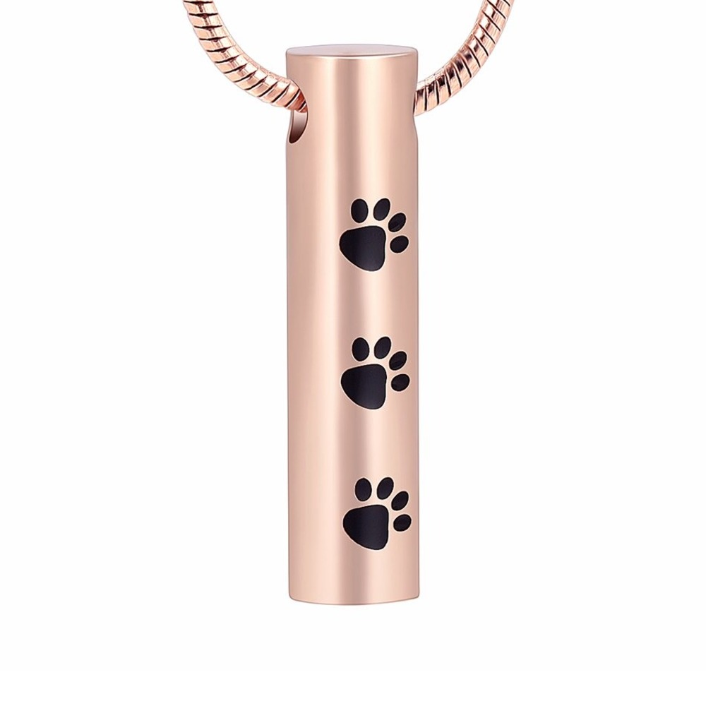Cilindro Huellas Rose - Relicario para cenizas de mascotas