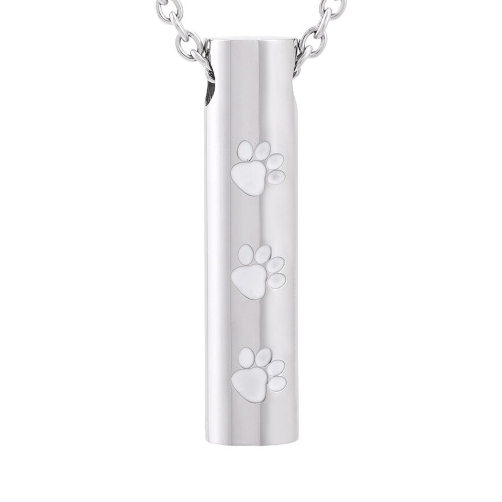 Cilindro Huellas Silver White - Relicario para cenizas de mascotas